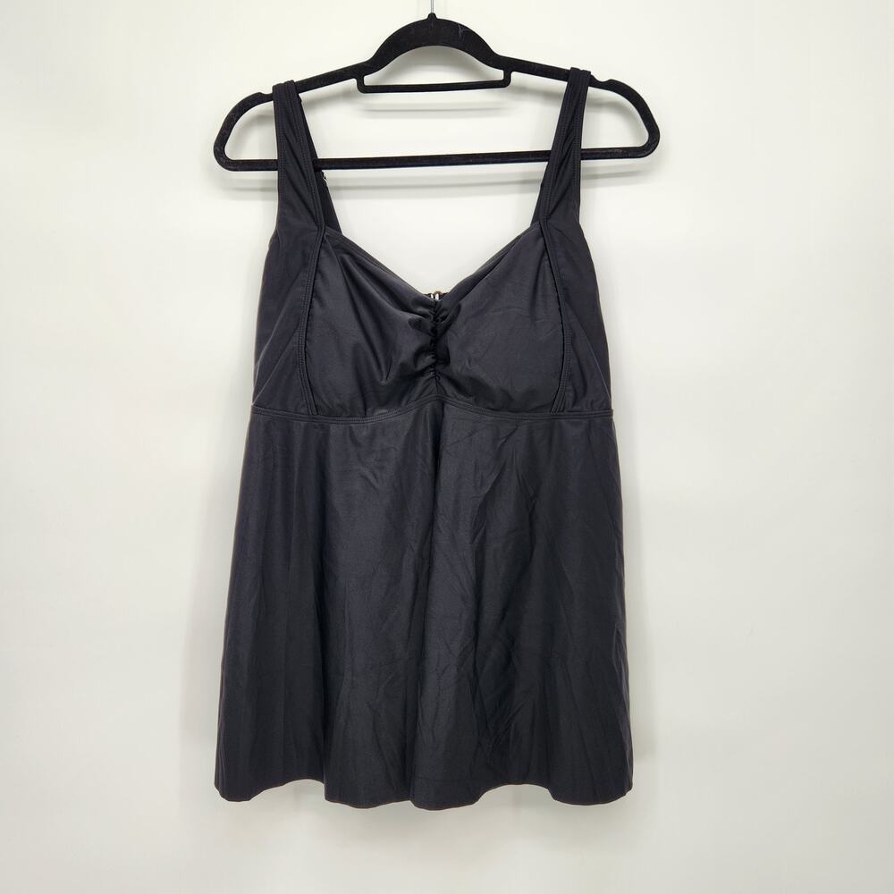 NWT Aqua Green Swim Black Plus A-line V-neck Tank Top Women's 20W